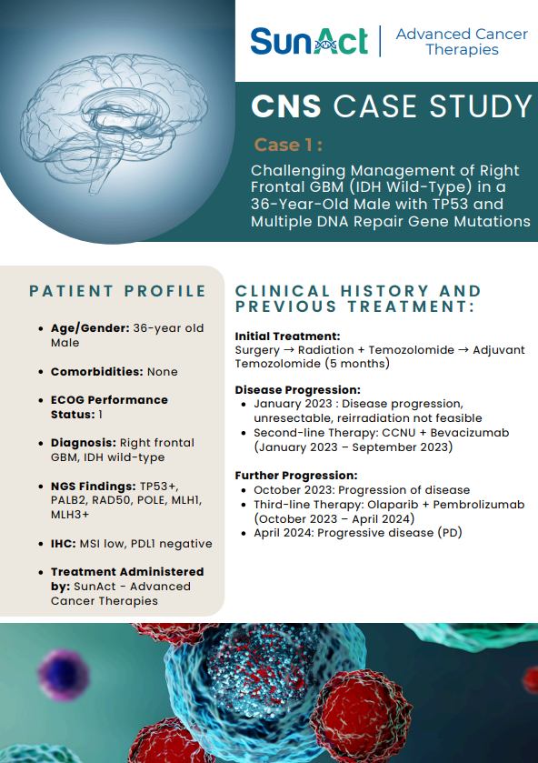 SunAct CNS case study on GBM treatment using multiple gene mutation targeting in a 36-year-old male